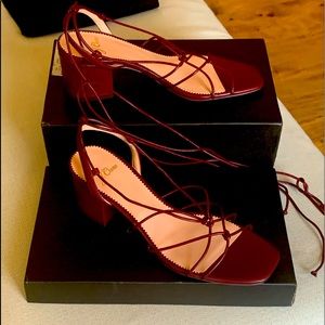 Strapped burgundy heeled sandals